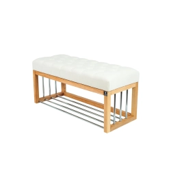 Ławka Pufa Pikowana Biały Guzik Tapicerowany LPP-87 Rozmiary od 50 cm do 200 cm