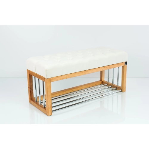 Ławka Pufa Pikowana Biały Guzik Tapicerowany LPP-87 Rozmiary od 50 cm do 200 cm