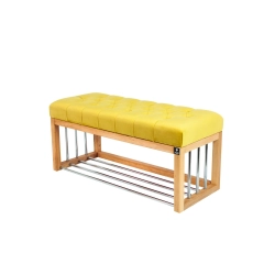 Ławka Pufa Pikowana Cytrynowa Żółcień Guzik Tapicerowany LPP-87 Rozmiary od 50 cm do 200 cm