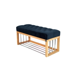 Ławka Pufa Pikowana Granatowy Guzik Tapicerowany LPP-87 Rozmiary od 50 cm do 200 cm