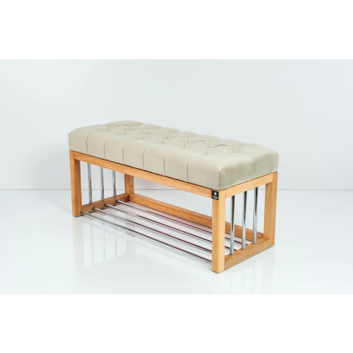 Ławka Pufa Pikowana Srebrny Guzik Tapicerowany LPP-87 Rozmiary od 50 cm do 200 cm