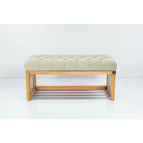 Ławka Pufa Pikowana Srebrny Guzik Tapicerowany LPP-87 Rozmiary od 50 cm do 200 cm