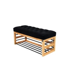 Ławka Pufa Pikowana Czarny Guzik Tapicerowany LPP-88 Rozmiary od 50 cm do 200 cm