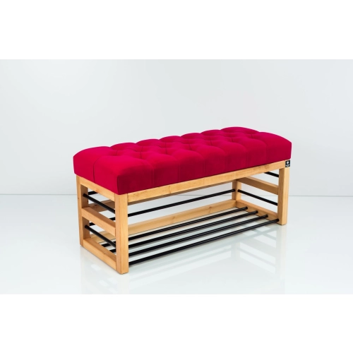 Ławka Pufa Pikowana Czerwony Guzik Tapicerowany LPP-88 Rozmiary od 50 cm do 200 cm