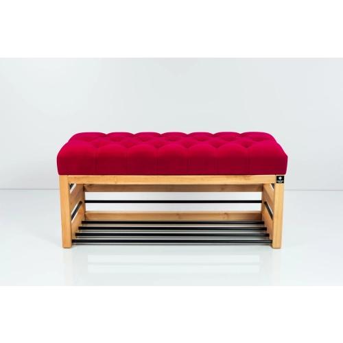 Ławka Pufa Pikowana Czerwony Guzik Tapicerowany LPP-88 Rozmiary od 50 cm do 200 cm