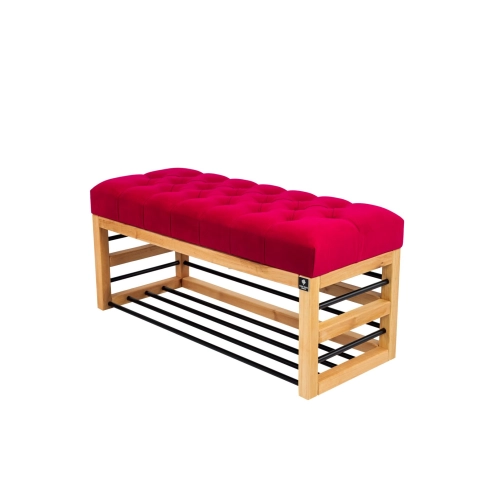 Ławka Pufa Pikowana Czerwony Guzik Tapicerowany LPP-88 Rozmiary od 50 cm do 200 cm