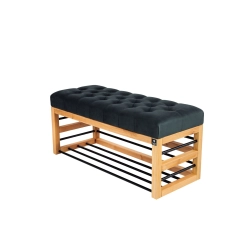 Ławka Pufa Pikowana Grafit Guzik Tapicerowany LPP-88 Rozmiary od 50 cm do 200 cm