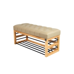 Ławka Pufa Pikowana Ekoskóra Beż Guzik Tapicerowany LPP-88 Rozmiary od 50 cm do 200 cm