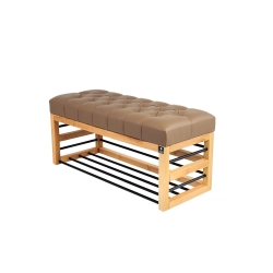 Ławka Pufa Pikowana Ekoskóra Brązowy Guzik Tapicerowany LPP-88 Rozmiary od 50 cm do 200 cm