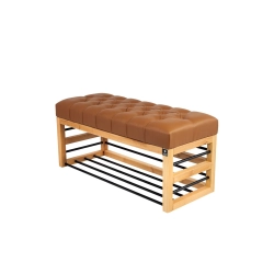 Ławka Pufa Pikowana Ekoskóra Brązowy Guzik Tapicerowany LPP-88 Rozmiary od 50 cm do 200 cm