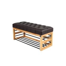 Ławka Pufa Pikowana Ekoskóra Brązowy Guzik Tapicerowany LPP-88 Rozmiary od 50 cm do 200 cm