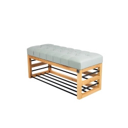 Ławka Pufa Pikowana Ekoskóra Popiel Guzik Tapicerowany LPP-88 Rozmiary od 50 cm do 200 cm