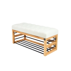Ławka Pufa Pikowana Biały Guzik Tapicerowany LPP-88 Rozmiary od 50 cm do 200 cm