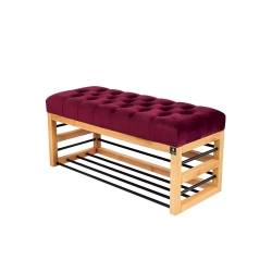 Ławka Pufa Pikowana Bordowy Guzik Tapicerowany LPP-88 Rozmiary od 50 cm do 200 cm