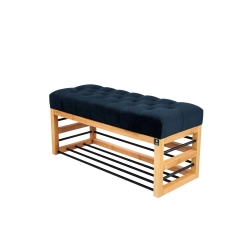 Ławka Pufa Pikowana Granatowy Guzik Tapicerowany LPP-88 Rozmiary od 50 cm do 200 cm