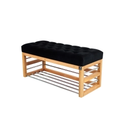 Ławka Pufa Pikowana Czarny Guzik Tapicerowany LPP-89 Rozmiary od 50 cm do 200 cm