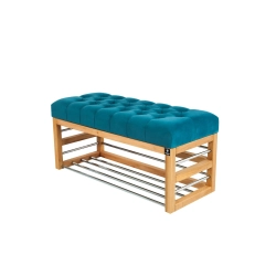 Ławka Pufa Pikowana Turkus Guzik Tapicerowany LPP-89 Rozmiary od 50 cm do 200 cm