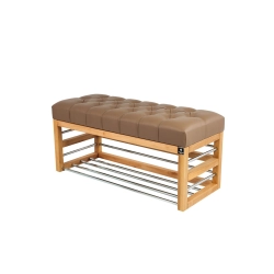 Ławka Pufa Pikowana Ekoskóra Brązowy Guzik Tapicerowany LPP-89 Rozmiary od 50 cm do 200 cm