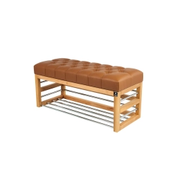 Ławka Pufa Pikowana Ekoskóra Brązowy Guzik Tapicerowany LPP-89 Rozmiary od 50 cm do 200 cm