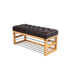 Ławka Pufa Pikowana Ekoskóra Brązowy Guzik Tapicerowany LPP-89 Rozmiary od 50 cm do 200 cm