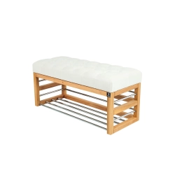 Ławka Pufa Pikowana Biały Guzik Tapicerowany LPP-89 Rozmiary od 50 cm do 200 cm