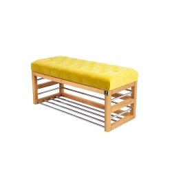 Ławka Pufa Pikowana Cytrynowa Żółcień Guzik Tapicerowany LPP-89 Rozmiary od 50 cm do 200 cm