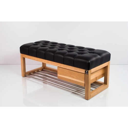 Ławka Szafka Pufa Pikowane Siedzisko Ekoskóra Czarny LPP-9 Rozmiary od 50 cm do 200 cm