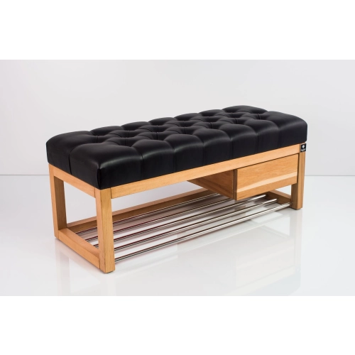 Ławka Szafka Pufa Pikowane Siedzisko Ekoskóra Czarny LPP-9 Rozmiary od 50 cm do 200 cm