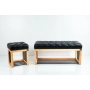 Zestaw Ławka Pufa Pikowana Ekoskóra Czarny Guzik Tapicerowany LPP-86 / LPP-90 Rozmiary od 50 cm do 200 cm