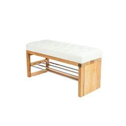 Ławka Pufa Pikowana Ekoskóra Biały Guzik Tapicerowany LPP-91 Rozmiary od 50 cm do 200 cm