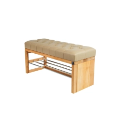 Ławka Pufa Pikowana Ekoskóra Beż Guzik Tapicerowany LPP-91 Rozmiary od 50 cm do 200 cm
