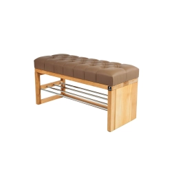 Ławka Pufa Pikowana Ekoskóra Brązowy Guzik Tapicerowany LPP-91 Rozmiary od 50 cm do 200 cm