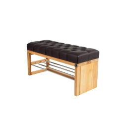 Ławka Pufa Pikowana Ekoskóra Brązowy Guzik Tapicerowany LPP-91 Rozmiary od 50 cm do 200 cm