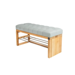 Ławka Pufa Pikowana Ekoskóra Popiel Guzik Tapicerowany LPP-91 Rozmiary od 50 cm do 200 cm