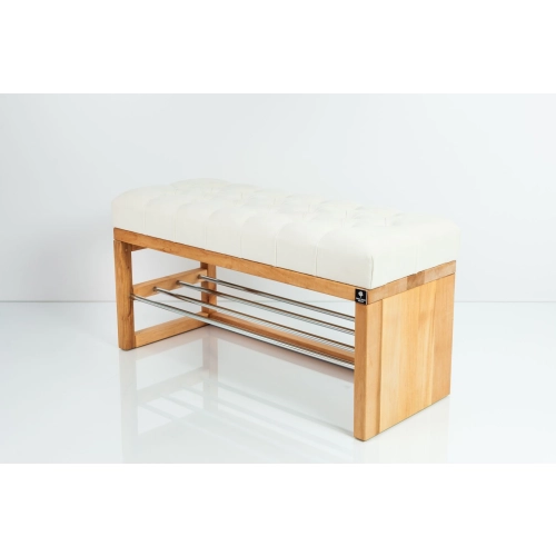 Ławka Pufa Pikowana Biały Guzik Tapicerowany LPP-91 Rozmiary od 50 cm do 200 cm