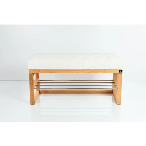 Ławka Pufa Pikowana Biały Guzik Tapicerowany LPP-91 Rozmiary od 50 cm do 200 cm