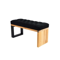 Ławka Pufa Pikowana Czarny Guzik Tapicerowany LPP-92 Rozmiary od 50 cm do 200 cm