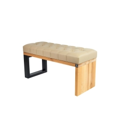 Ławka Pufa Pikowana Ekoskóra Beż Guzik Tapicerowany LPP-92 Rozmiary od 50 cm do 200 cm
