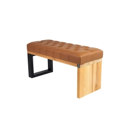 Ławka Pufa Pikowana Ekoskóra Brązowy Guzik Tapicerowany LPP-92 Rozmiary od 50 cm do 200 cm