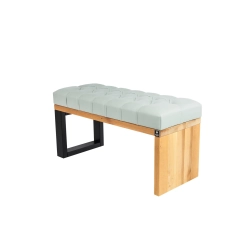 Ławka Pufa Pikowana Ekoskóra Popiel Guzik Tapicerowany LPP-92 Rozmiary od 50 cm do 200 cm