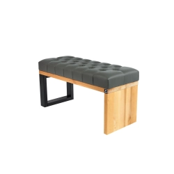 Ławka Pufa Pikowana Ekoskóra Grafit Guzik Tapicerowany LPP-92 Rozmiary od 50 cm do 200 cm