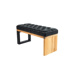 Ławka Pufa Pikowana Ekoskóra Czarny Guzik Tapicerowany LPP-92 Rozmiary od 50 cm do 200 cm