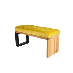 Ławka Pufa Pikowana Cytrynowa Żółcień Guzik Tapicerowany LPP-92 Rozmiary od 50 cm do 200 cm