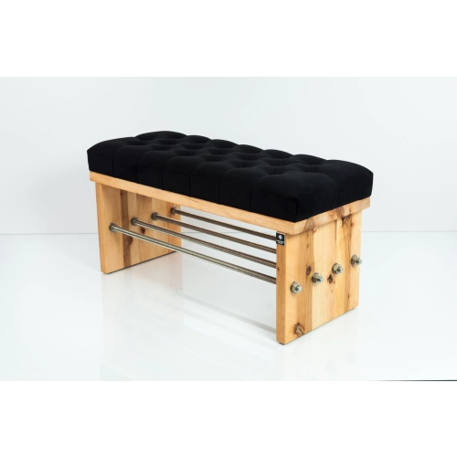 Ławka Pufa Pikowana Czarny Guzik Tapicerowany LPP-93 Rozmiary od 50 cm do 200 cm