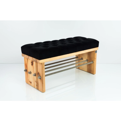 Ławka Pufa Pikowana Czarny Guzik Tapicerowany LPP-93 Rozmiary od 50 cm do 200 cm