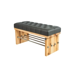 Ławka Pufa Pikowana Ekoskóra Grafit Guzik Tapicerowany LPP-93 Rozmiary od 50 cm do 200 cm