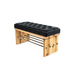 Ławka Pufa Pikowana Ekoskóra Czarny Guzik Tapicerowany LPP-93 Rozmiary od 50 cm do 200 cm