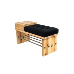 Ławka Pufa Pikowana Czarny Guzik Tapicerowany LPP-94 Rozmiary od 50 cm do 200 cm