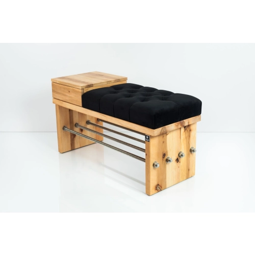 Ławka Pufa Pikowana Czarny Guzik Tapicerowany LPP-94 Rozmiary od 50 cm do 200 cm