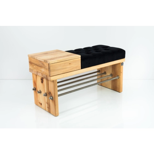 Ławka Pufa Pikowana Czarny Guzik Tapicerowany LPP-94 Rozmiary od 50 cm do 200 cm